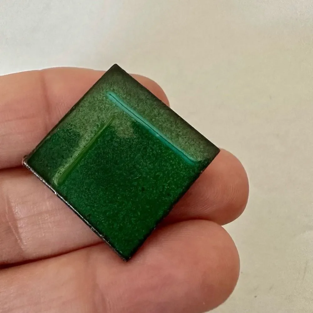Green square vintages brooch